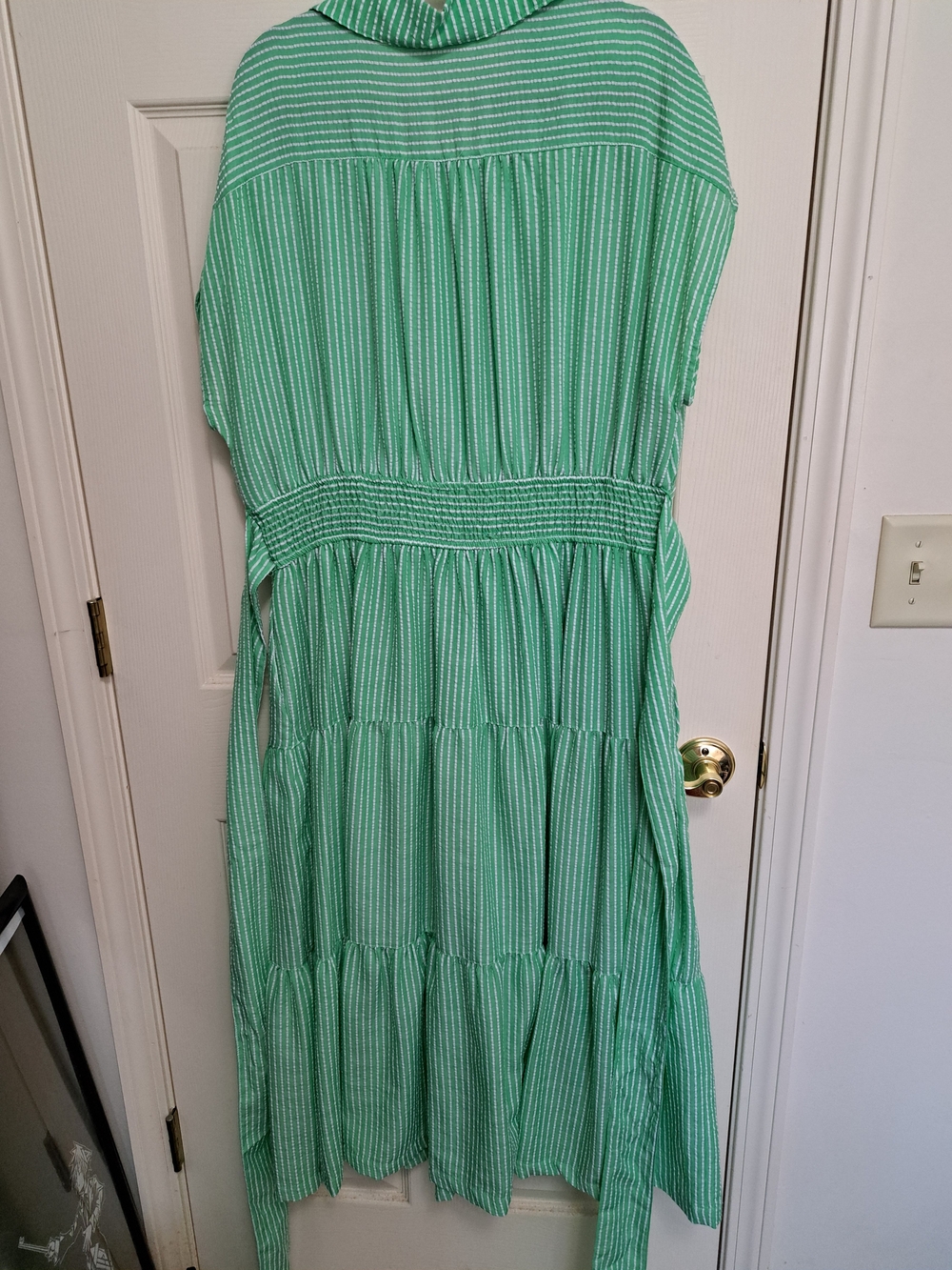 Danny & Nicole Green Striped Tiered Maxi Dress - Picture 2 of 4